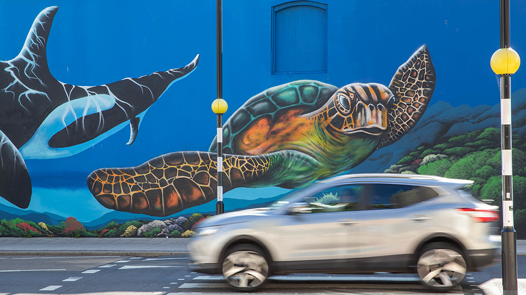 Street art sea scene